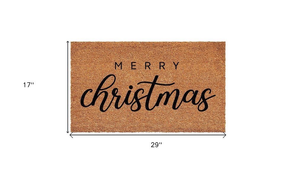 17" X 29" Natural and Black Coir Merry Christmas Outdoor Christmas